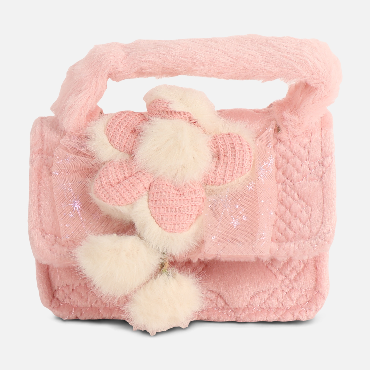 Girls Plush Flower Crossbody Bag