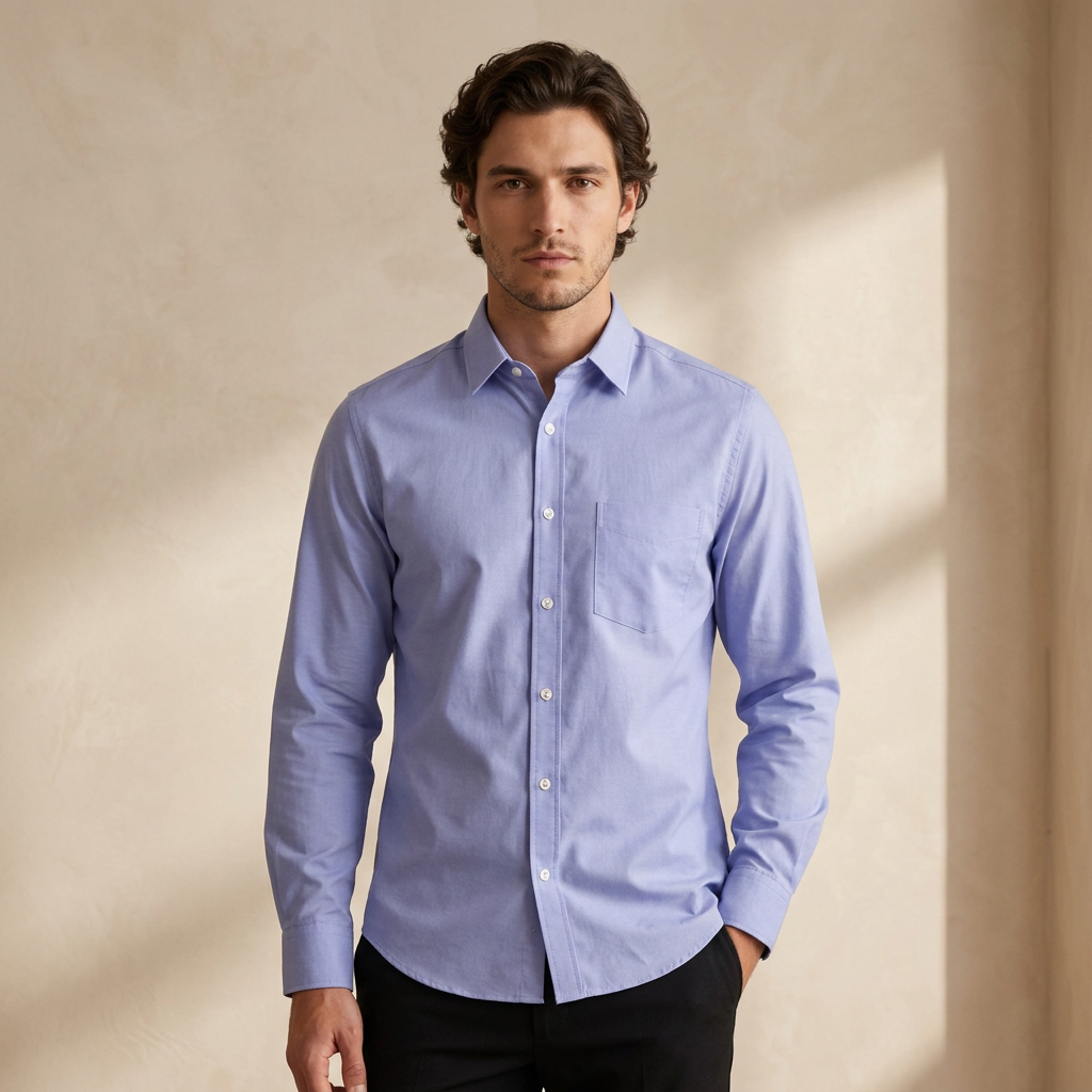 Men Basic Oxford Shirt Long Sleeve