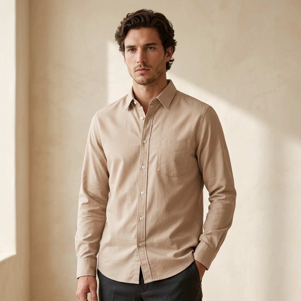 Men Basic Oxford Shirt Long Sleeve