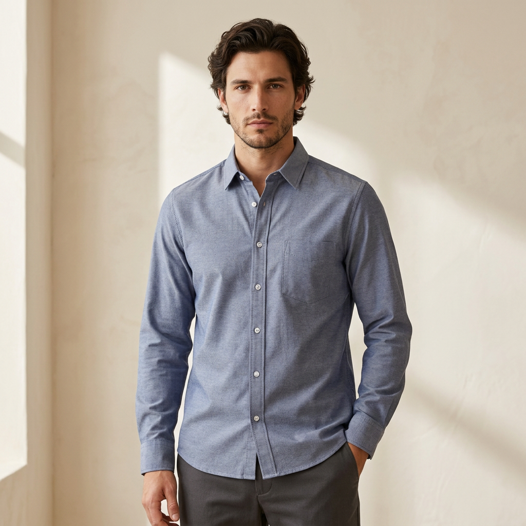 Men Basic Oxford Shirt Long Sleeve