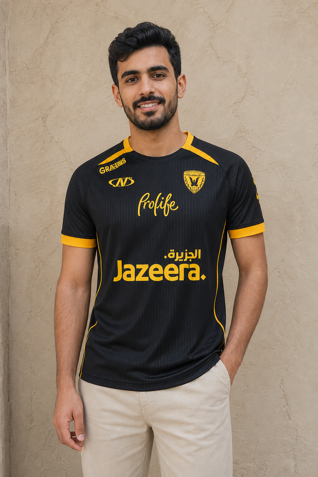 Mens Qadsia T-Shirt Short Sleeve - BLACK - on model