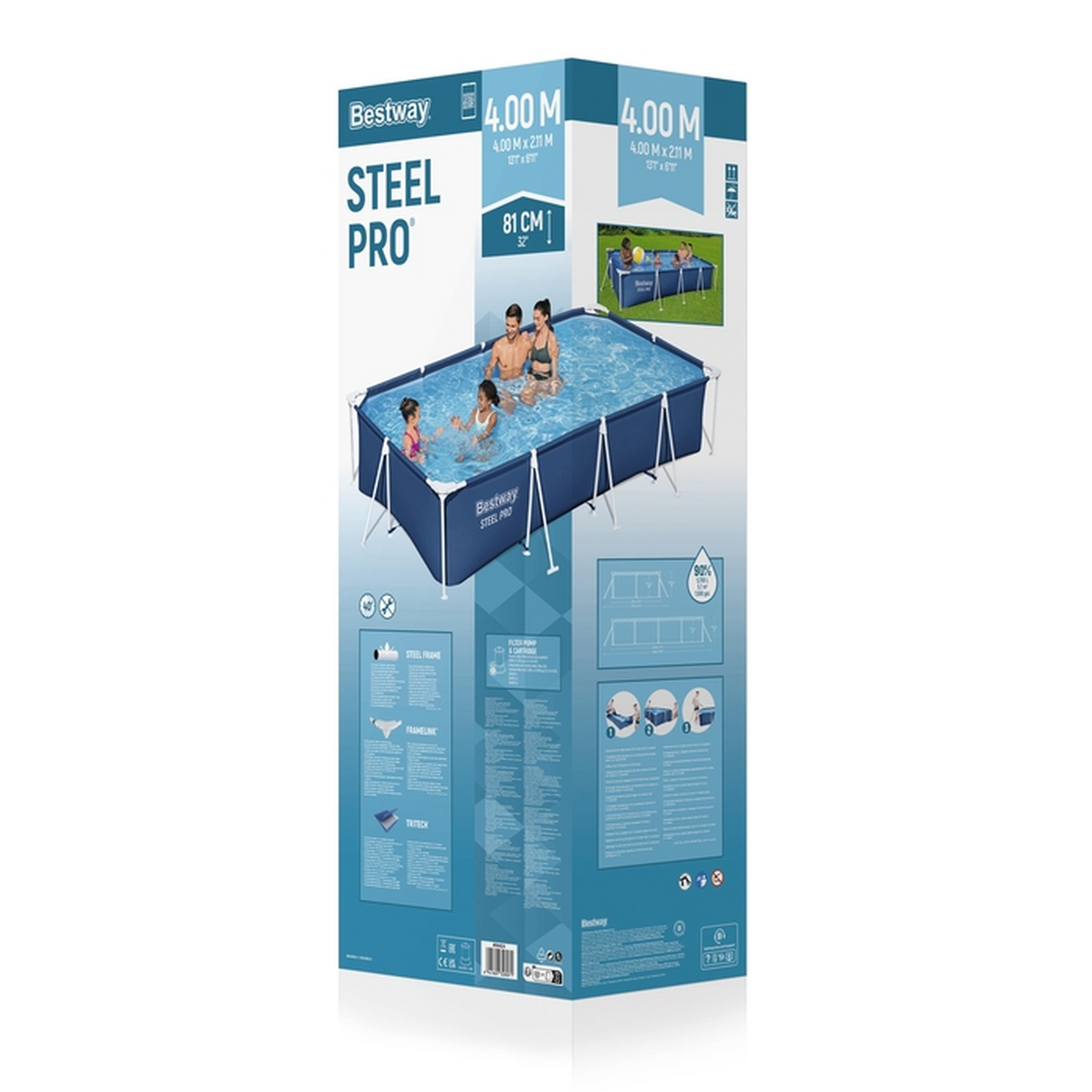 RECTANGULAR FRAME SWIMMING POOL SET 4.00Mx2.11M X81CM