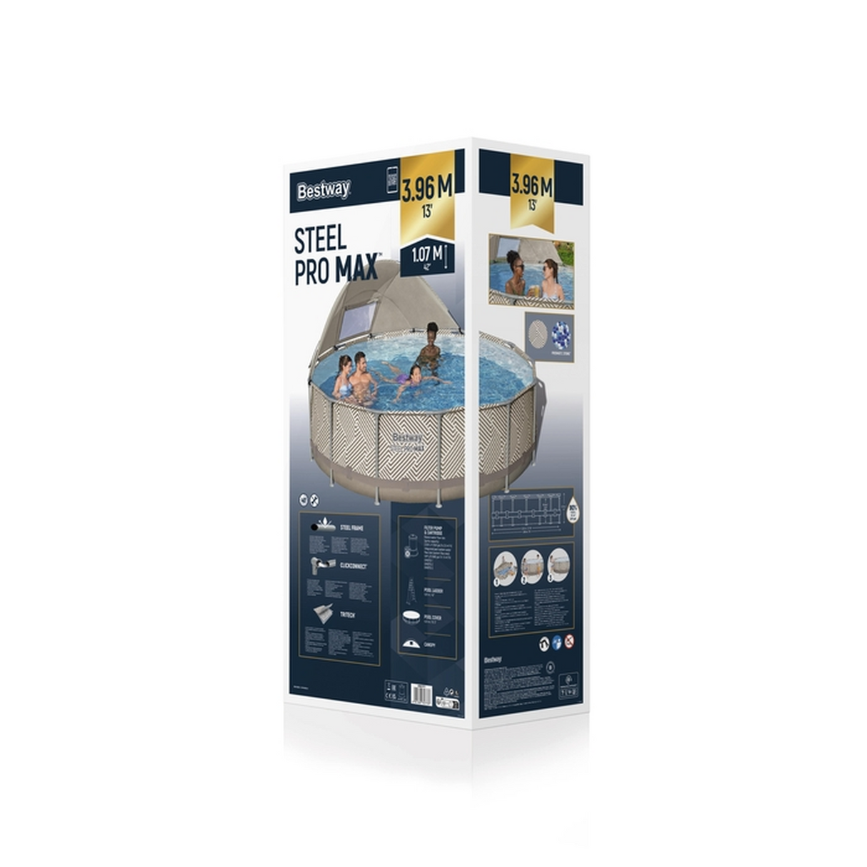 حمام سباحة بإطار دائري مع مظلة 3.96 م × 1.07 م