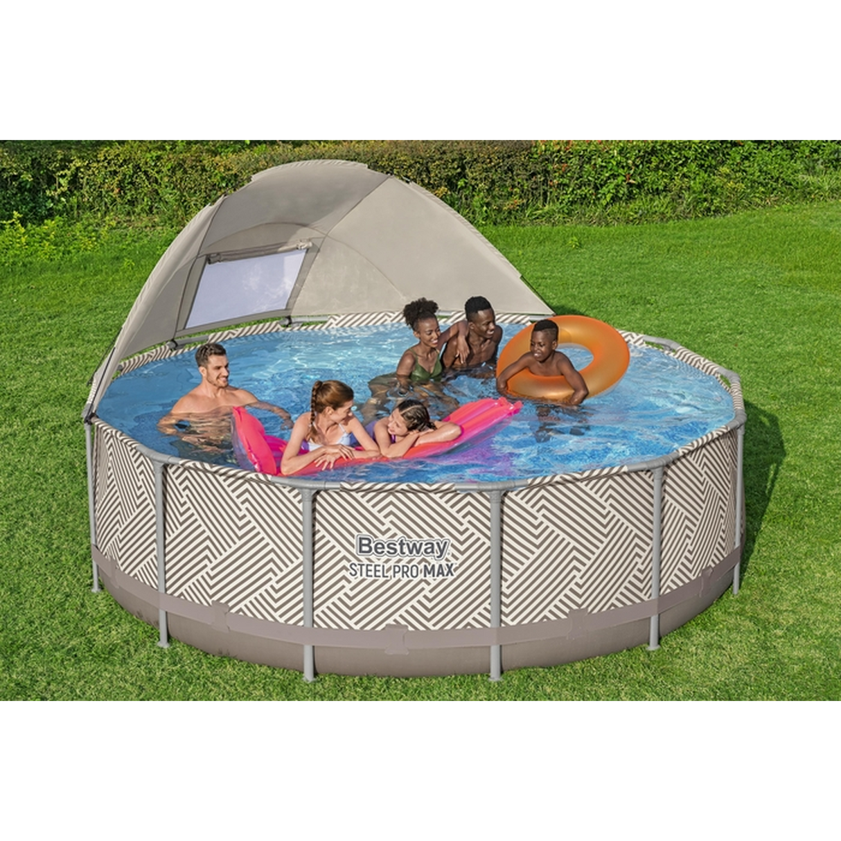 حمام سباحة بإطار دائري مع مظلة 3.96 م × 1.07 م