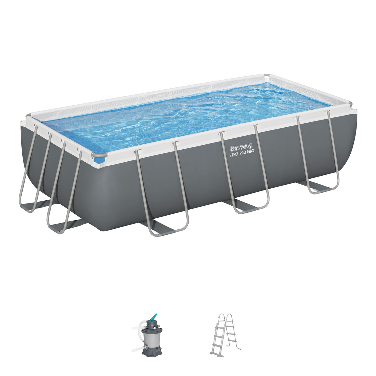 Rectangular Pool Set Steel Pro Max - Above Ground Metal Frame Swimming Pool