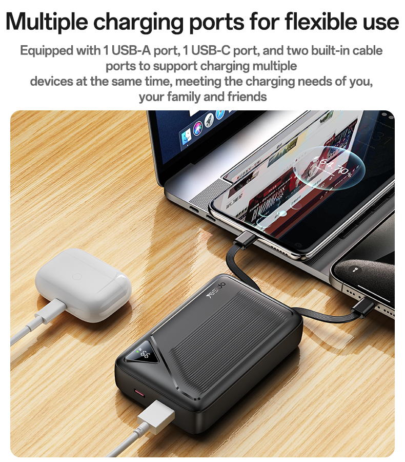 Power Bank + Cables 22.5W 10000 mAh
