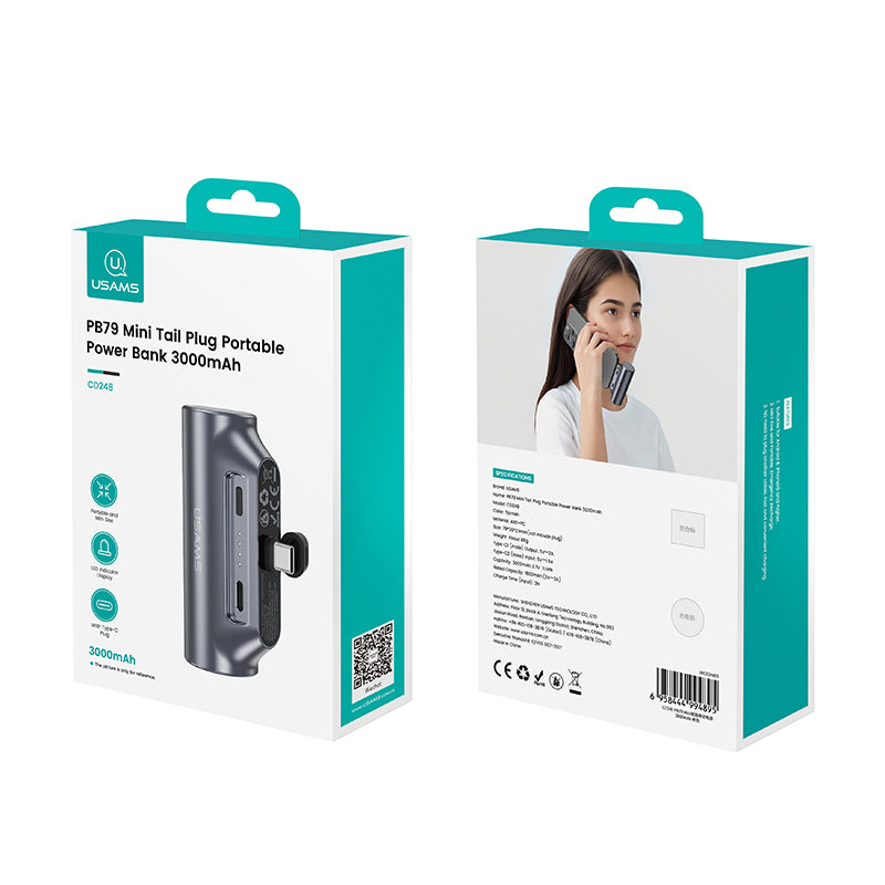 Mini Tail Plug Portable Power Bank 3000 mAh
