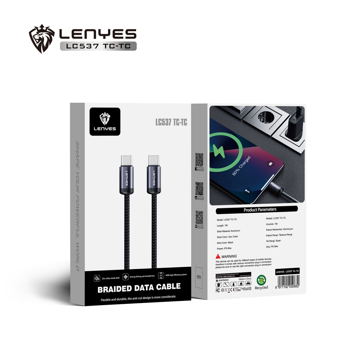 CABLE 1M TYPE-C TO TYPE-C (60W)