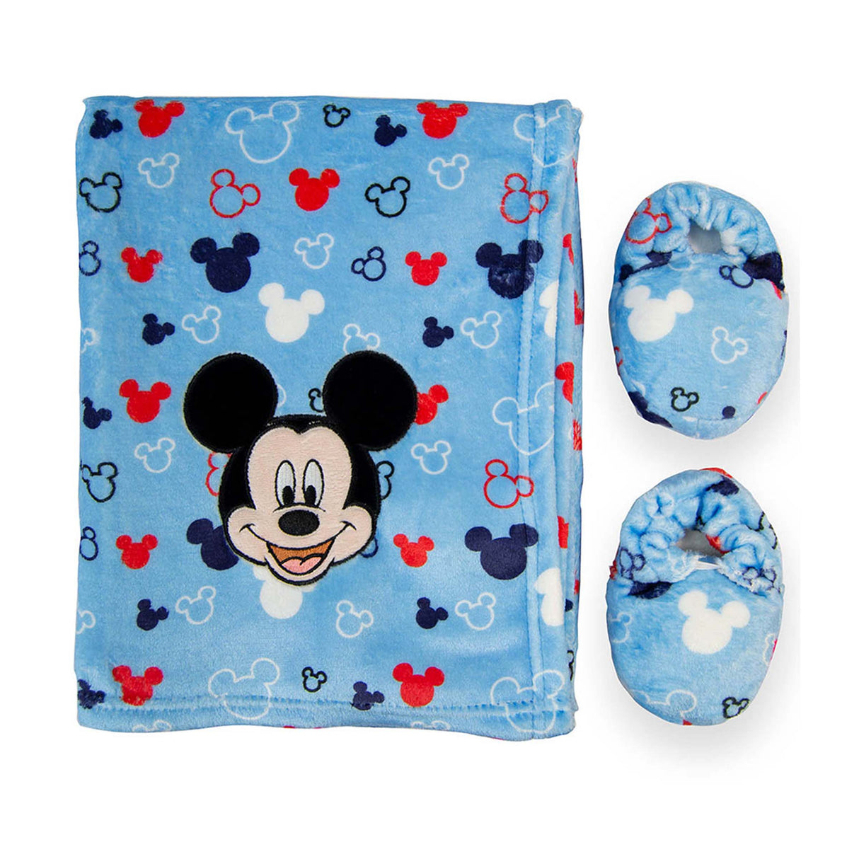Mickey Boys Flannel Blanket W/booties Gift Set