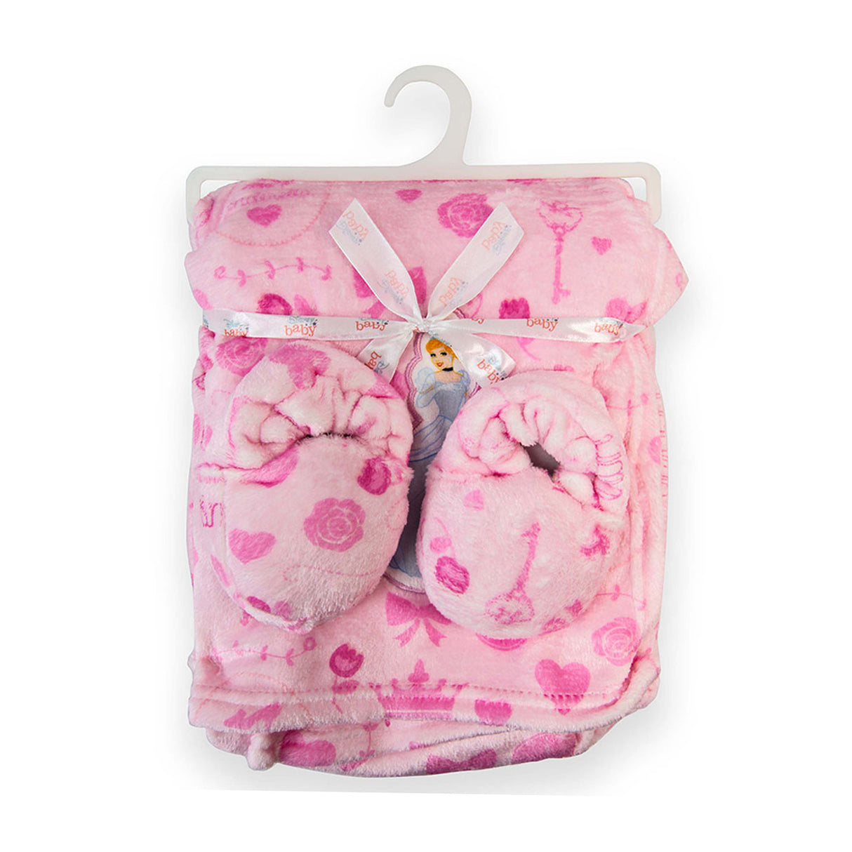 Girls Flannel Blanket W/booties Gift Set
