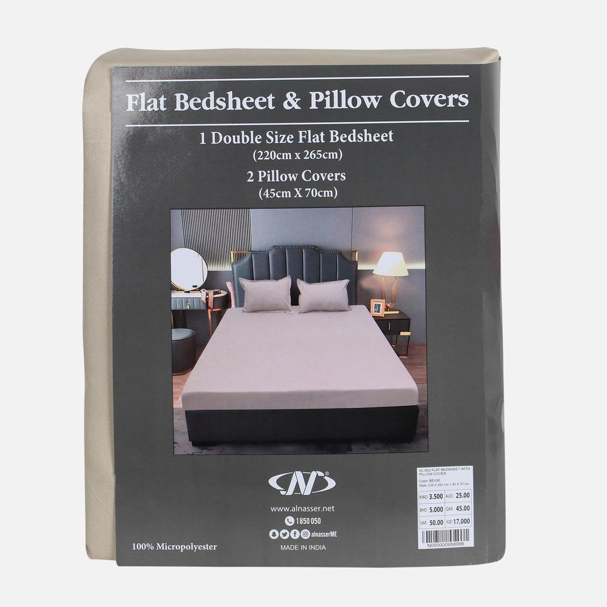 FLAT BED SHEET WITH PILLOW COVER
