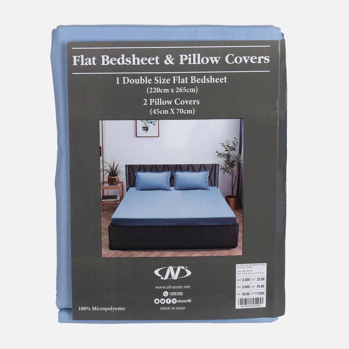 FLAT BED SHEET WITH PILLOW COVER