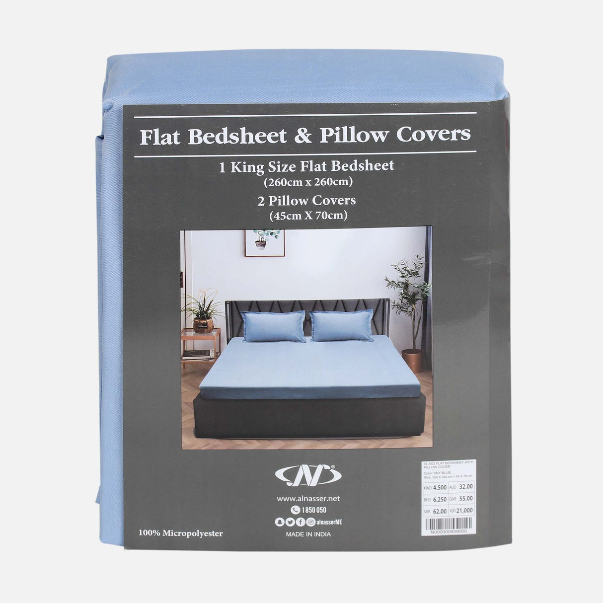 FLAT BED SHEET WITH PILLOW COVER