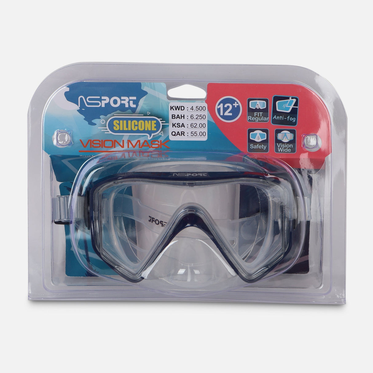 SWIM MASK ANTI FOG WITH SILICONE MASK & STRAP (+12Y)