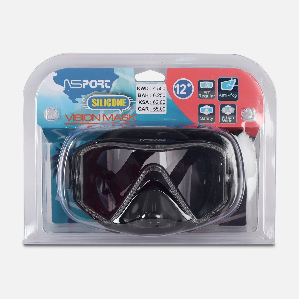 SWIM MASK ANTI FOG WITH SILICONE MASK & STRAP (+12Y)