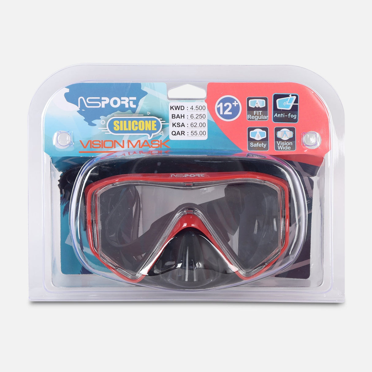 SWIM MASK ANTI FOG WITH SILICONE MASK & STRAP (+12Y)