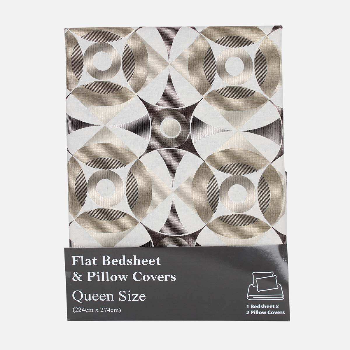 HONEY BRUSH QUEEN BED SHEET WITH 2 PILLOW COVER (90X108 CM)