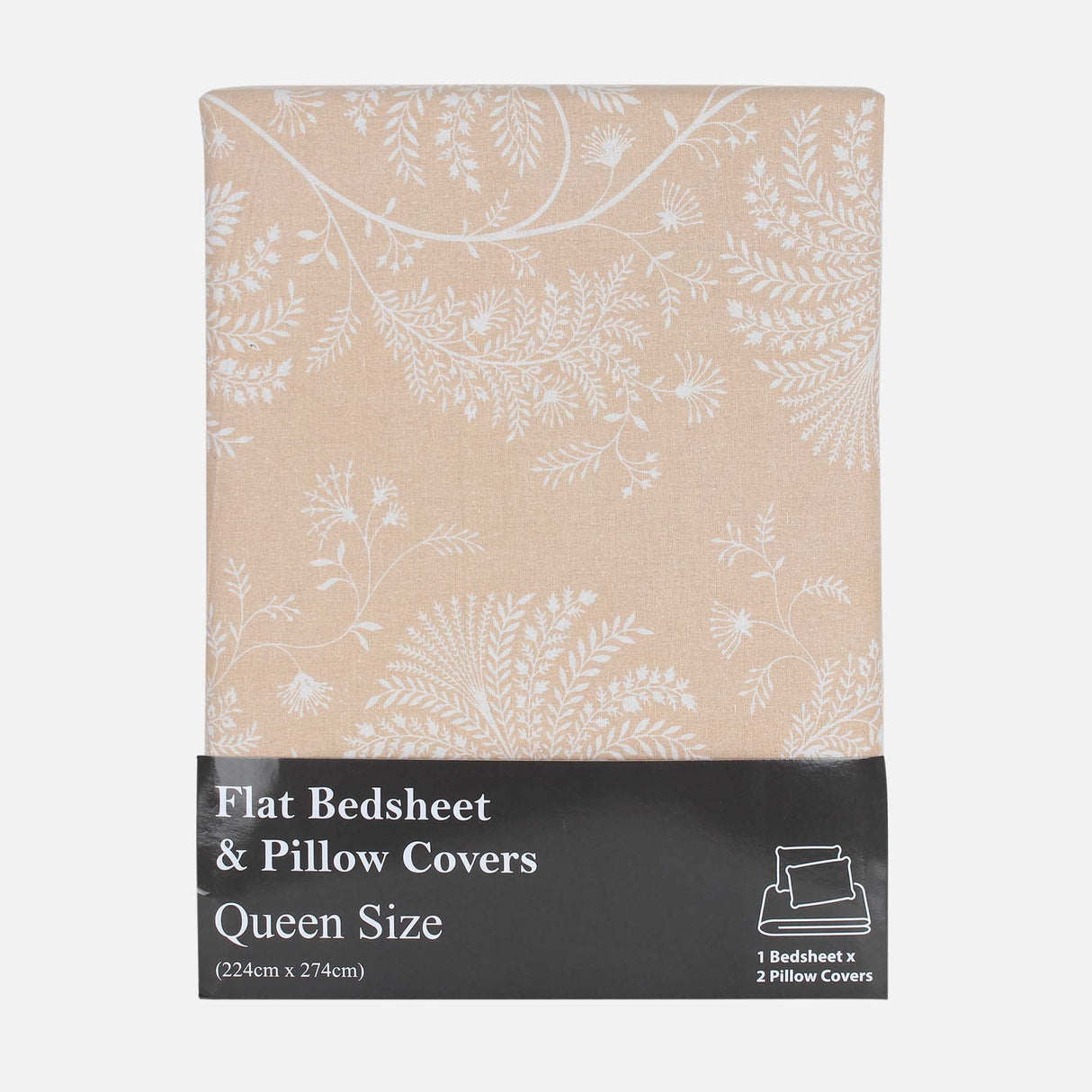 HONEY BRUSH QUEEN BED SHEET WITH 2 PILLOW COVER (90X108 CM)