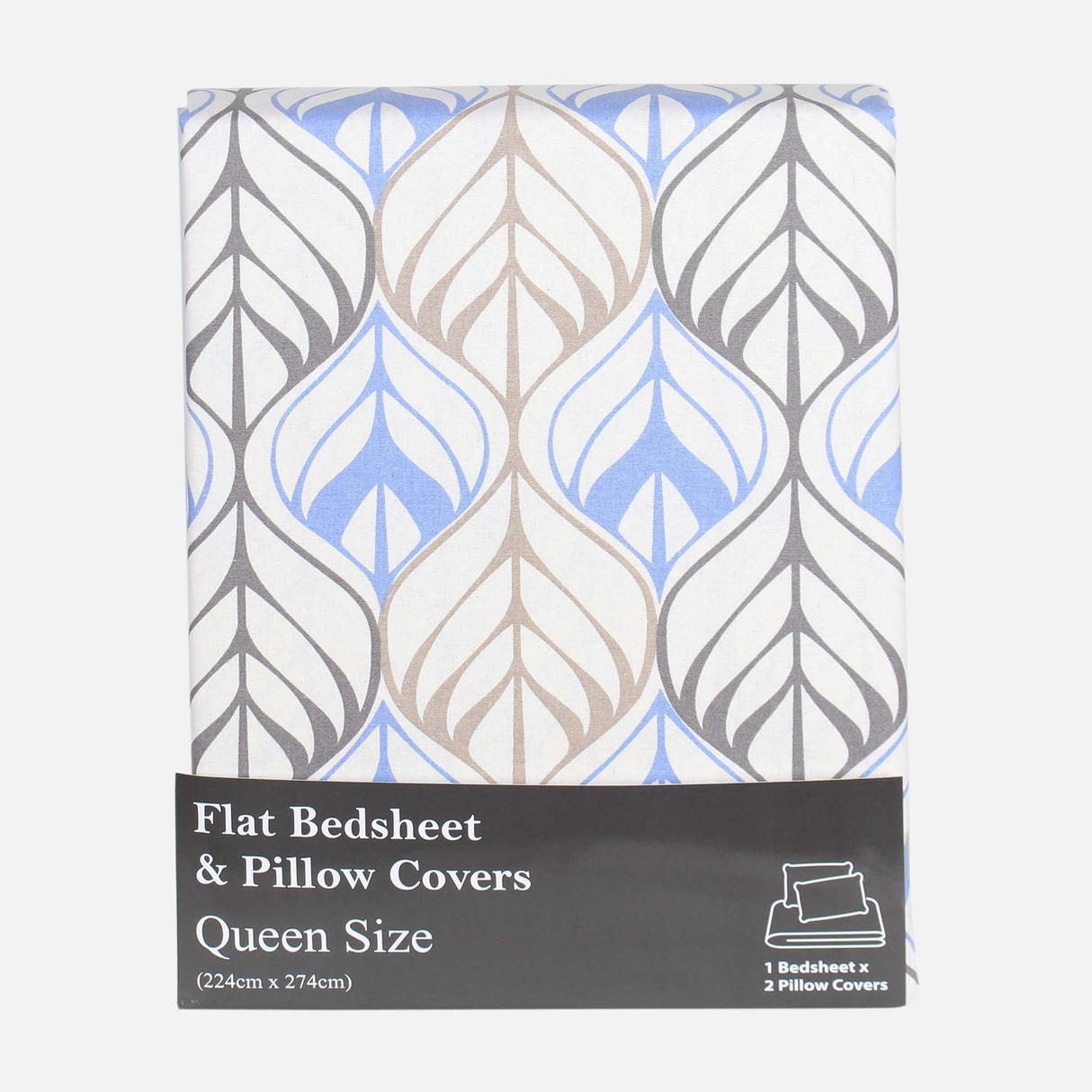 HONEY BRUSH QUEEN BED SHEET WITH 2 PILLOW COVER (90X108 CM)