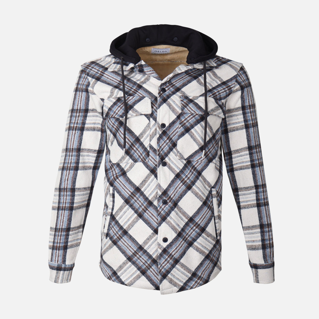 MEN HOODED LONG SLEEVE SHIRT WITH COLLAR