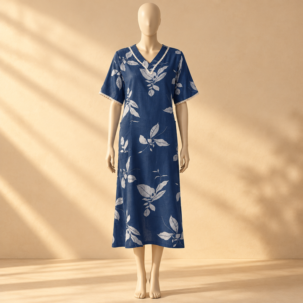 Women Alpine Pocket Midi Gown Short Sleeve Dress