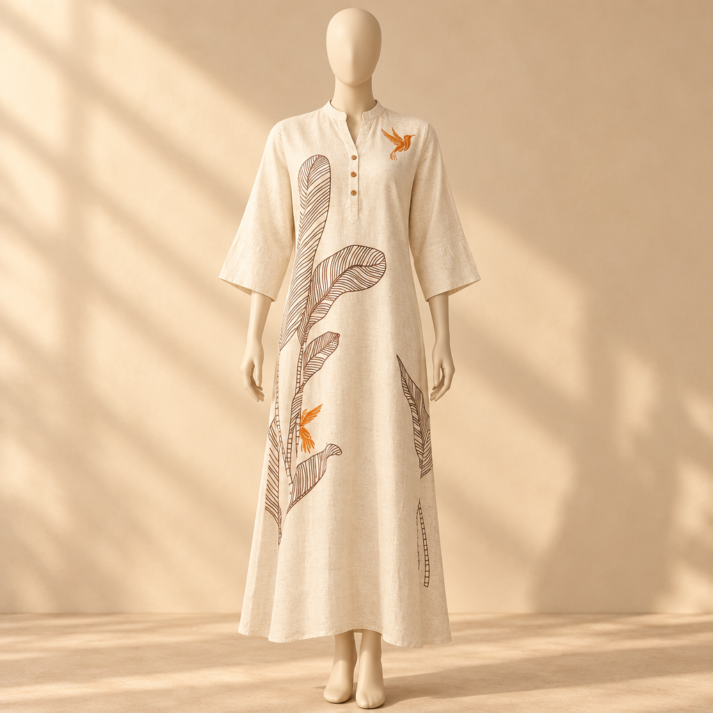 Women Flex Printed Midi Gown Short Sleeve Dress