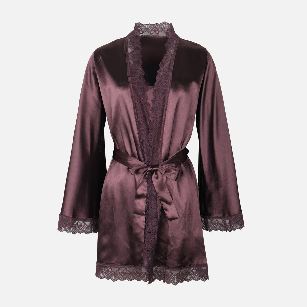Ladies Satin Midi Night Gown And Robe Set