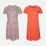 LADIES COTTON SHORT SLEEVE SLEEP DRESS SET (2 PACK)