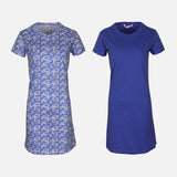 LADIES COTTON SHORT SLEEVE SLEEP DRESS SET (2 PACK)