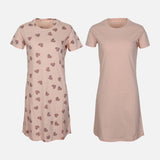 LADIES COTTON SHORT SLEEVE SLEEP DRESS SET (2 PACK)