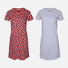 LADIES COTTON SHORT SLEEVE SLEEP DRESS SET (2 PACK)