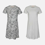 LADIES COTTON SHORT SLEEVE SLEEP DRESS SET (2 PACK)