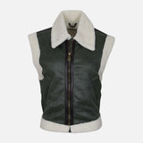 LADIES SHERPA LINED SUEDE WAISTCOAT