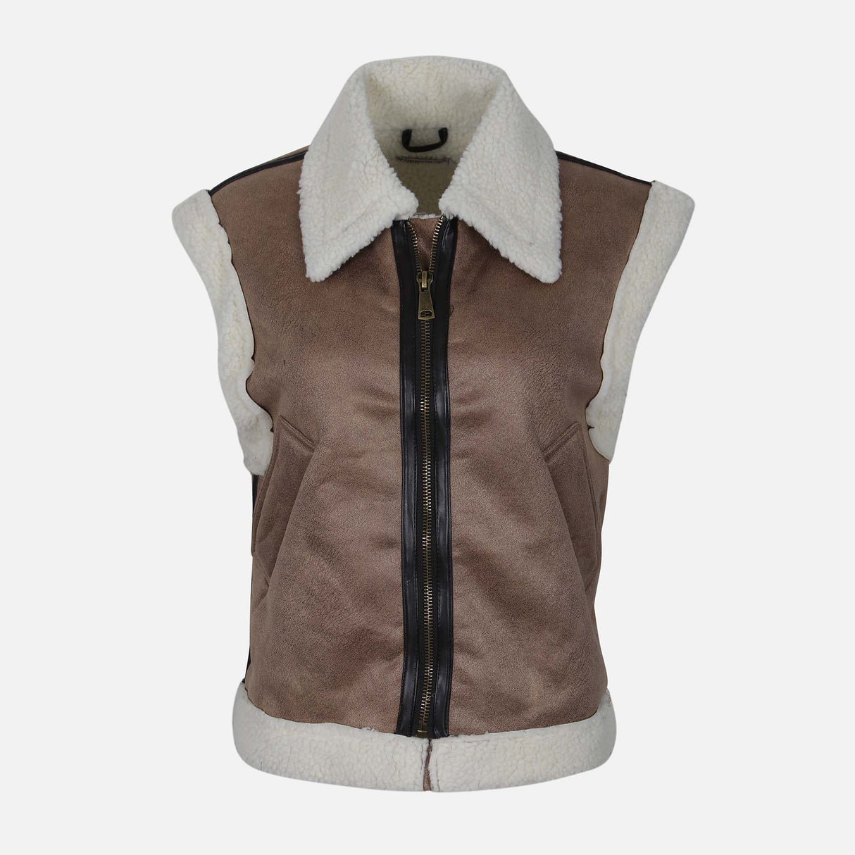 LADIES SHERPA LINED SUEDE WAISTCOAT