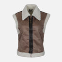 Ladies Sherpa Lined Suede Waistcoat