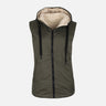 WOMEN DOUBLEFACE PADDED VEST WITH HOOD