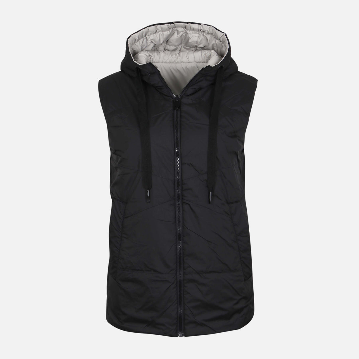 WOMEN DOUBLEFACE PADDED VEST WITH HOOD