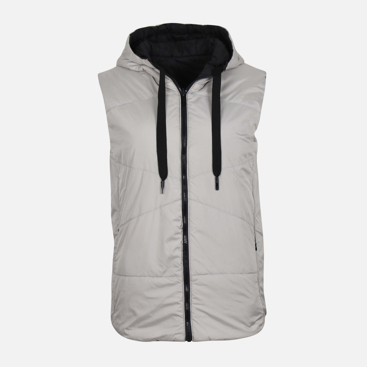 WOMEN DOUBLEFACE PADDED VEST WITH HOOD