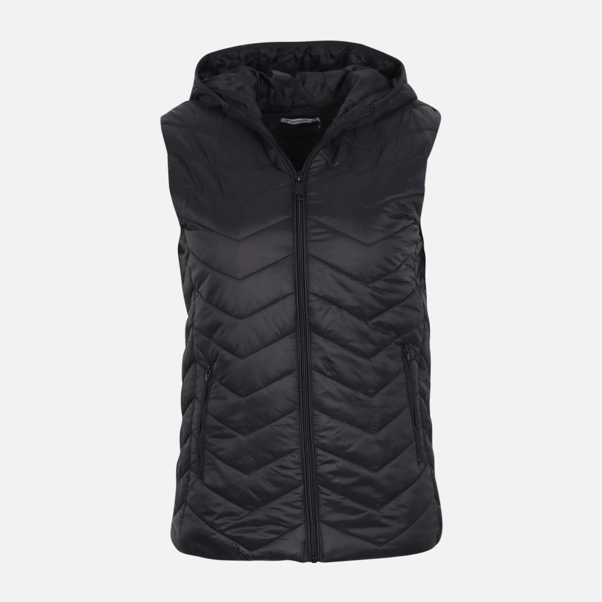 WOMEN BASIC PUFFER GILET WITH HOOD