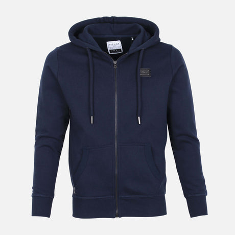 MEN SOLID FLEECE HOODED CARDIGAN