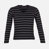 WOMEN RIBBED STRIPE T-SHIRT LONG SLEEVE 