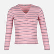 WOMEN RIBBED STRIPE T-SHIRT LONG SLEEVE 