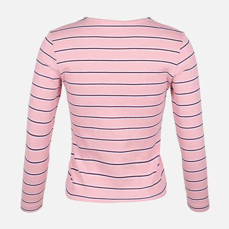 WOMEN RIBBED STRIPE T-SHIRT LONG SLEEVE 