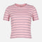 WOMEN RIBBED STRIPE T-SHIRT SHORT SLEEVE 