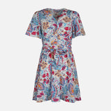 WOMEN FLORAL SHORT SLEEVE MIDI DRESS