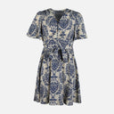 WOMEN FLORAL SHORT SLEEVE MIDI DRESS