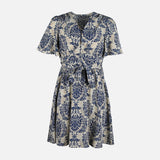 WOMEN FLORAL SHORT SLEEVE MIDI DRESS