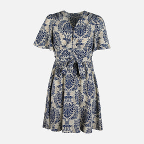 WOMEN FLORAL SHORT SLEEVE MIDI DRESS
