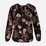 WOMEN FLORAL WOVEN LONG SLEEVE TOP