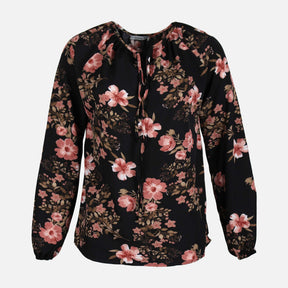 WOMEN FLORAL WOVEN LONG SLEEVE TOP